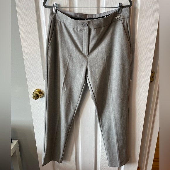 Badgley Mischka Slim Straight Leg Grey Cropped Trouser Pant sz 12 - Picture 2 of 8